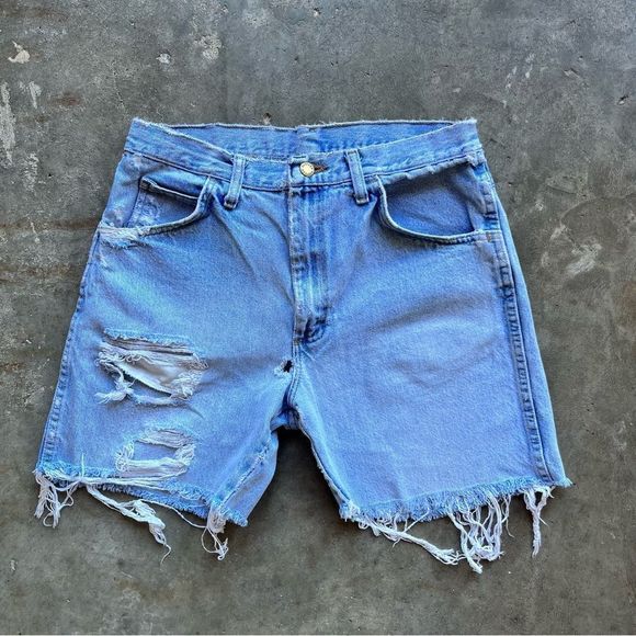 Vintage Distressed Rustler Cut Off Fringe Shorts size 32 - Picture 5 of 5